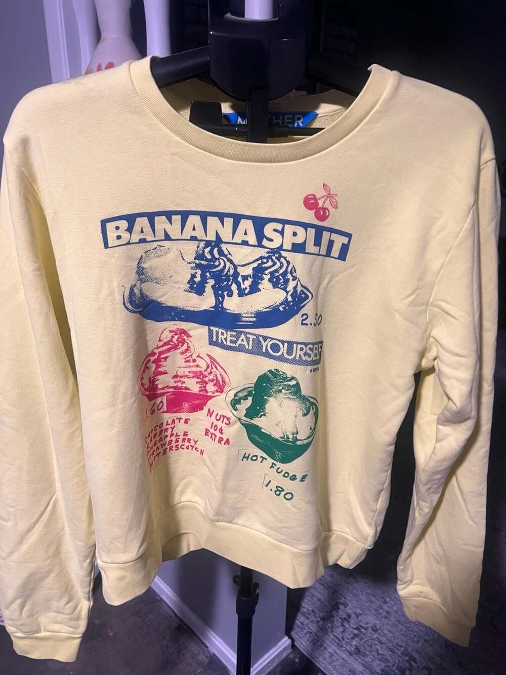 MOTHER The Camper Sweatshirt Size XL Banana Split Yellow